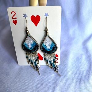 Blue boho earrings